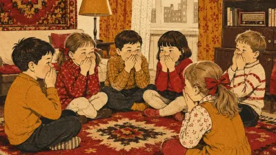 Дети молчат, зажав рты, стараясь не засмеяться